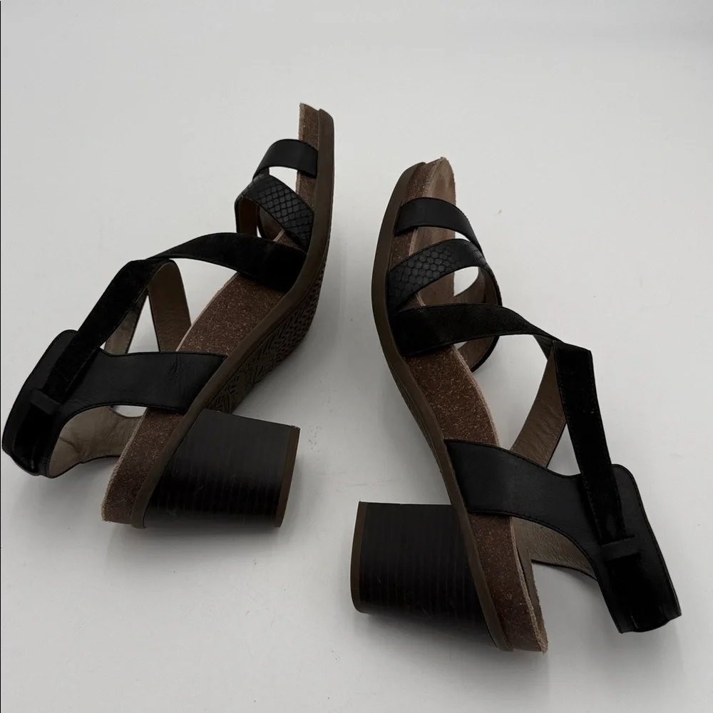 Obeo  Black Strappy Heels sandal women 9N Leather upper casual office comfort